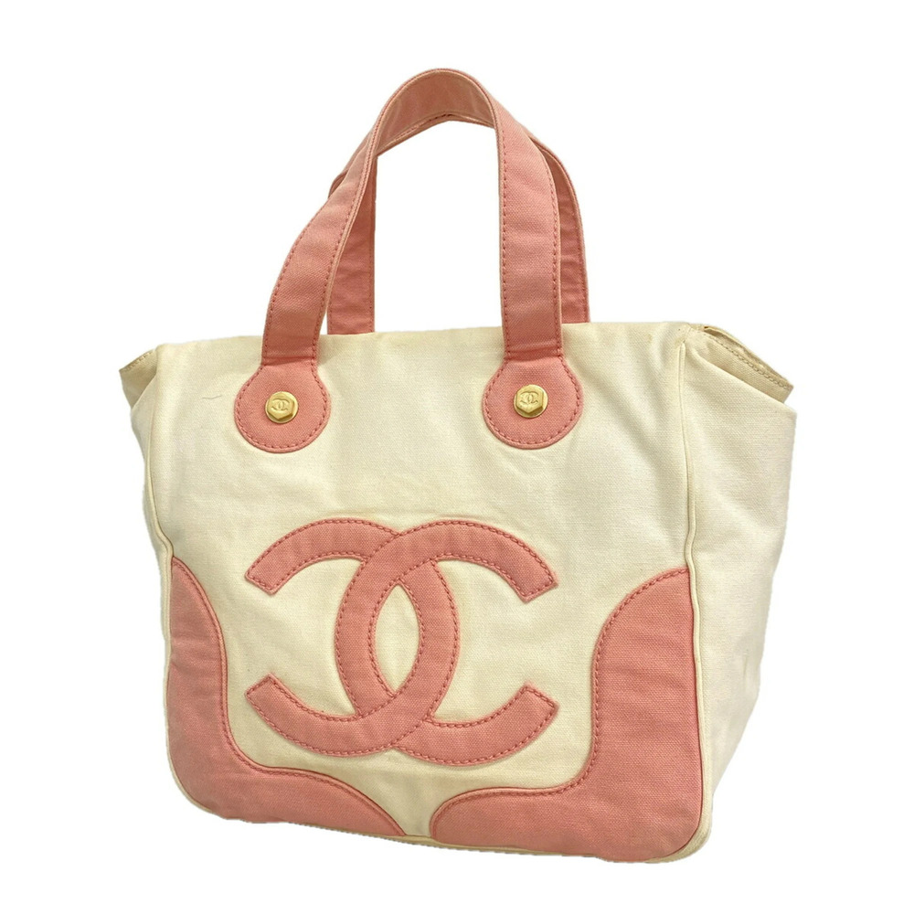 Chanel Marshmallow Canvas Handbag, White/Pink, Women's